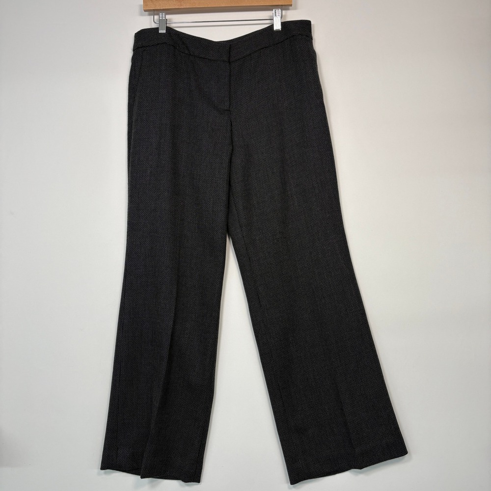Ann Taylor Women Pants 14P Black White Margo Italian Wool Wide Leg Trousers